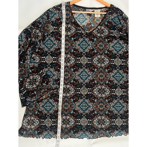 Faded Glory Vintage peasant flare sleeve‎ paisley plus size 4X Whimsigoth Grunge - Picture 7 of 8